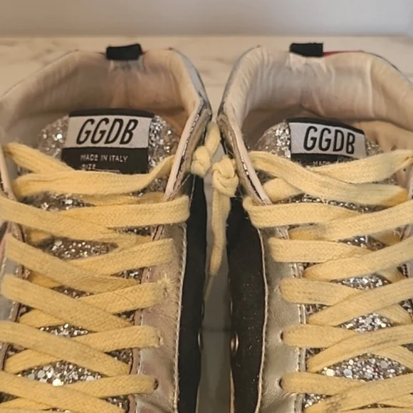Golden Goose Mid Star Silver Glitter Sneakers Women's 10 Grunge Gorp Distressed - Picture 14 of 16